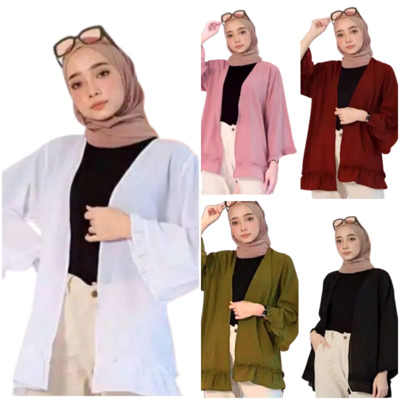 Cardigan Kanaya Fit XL Bahan Moscrepe Premium Import Korea Style . Atasan Wanita Baju Outer Dewasa Blazer Terbaru 2023 Kekinian Murah Kanaya