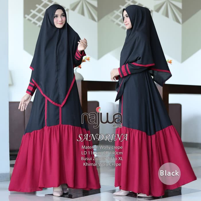 Gamis + Khimar Sandrina Syar'i Ori Najwa Longdress Maxi