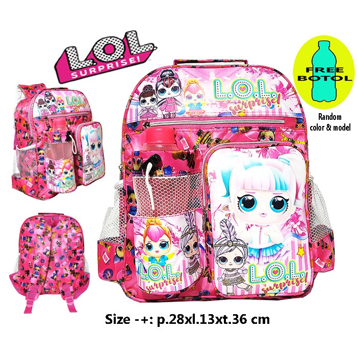 Tas Ransel anak Sekolah SD karakter Perempuan free botol // Tas ransel perempuan lol - pony