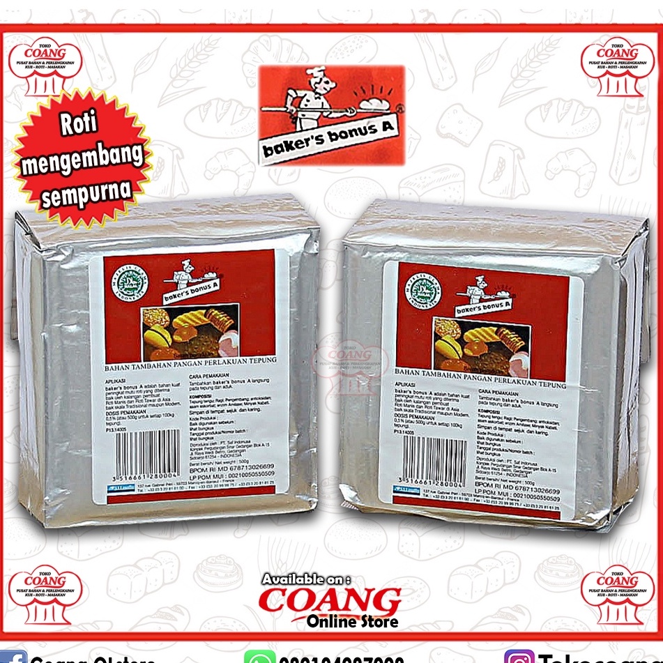 

BAKER'S BONUS 500 GR - BAKER BONUS BREAD IMPROVER - BAKERS BONUS - COANG MAKASSAR - TOKO COANG