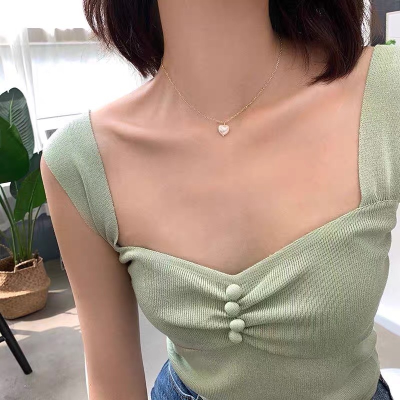 Fashion Simple Heart Pendants Necklaces Jewelry Women Korean Sweet Clavicle Chain Choker Accessories