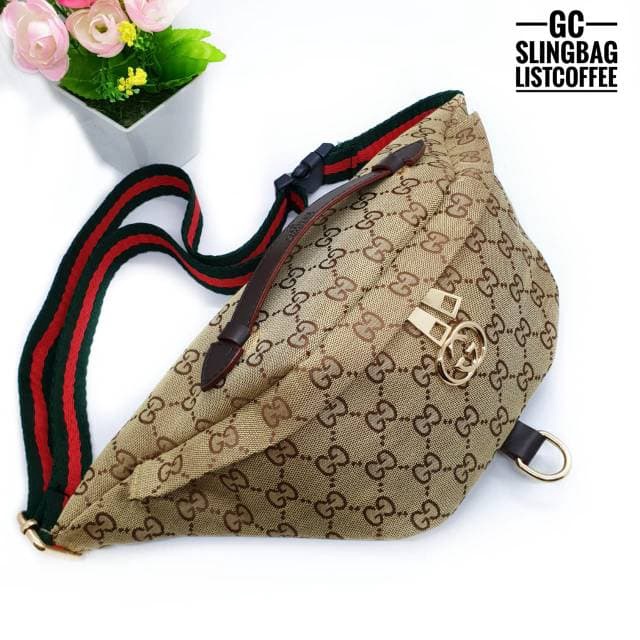 TAS SELEMPANG WANITA tas pinggang BumBag GUCCI SLING Tas Pinggang  Wanita waistbag guci BATAM