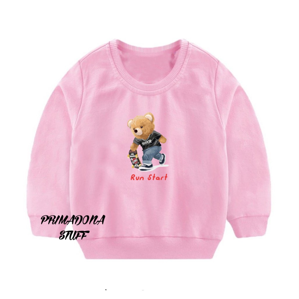 Crewneck baby sweater anak perempuan unisex flece tebal 1-5 thn