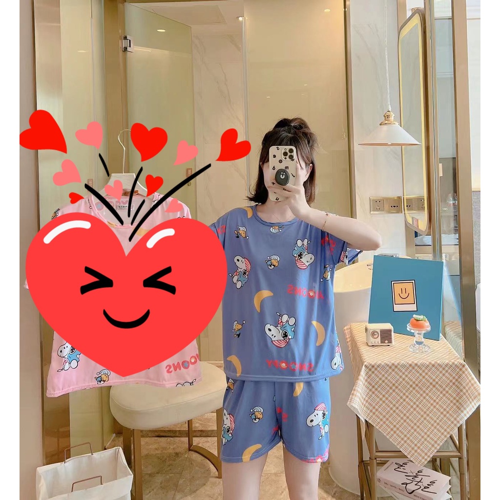 PIYAMA BAJU TIDUR WANITA CP PP IMPORT SANTAI BAHAN KAOS SPANDEKS-HC 59 BIRU