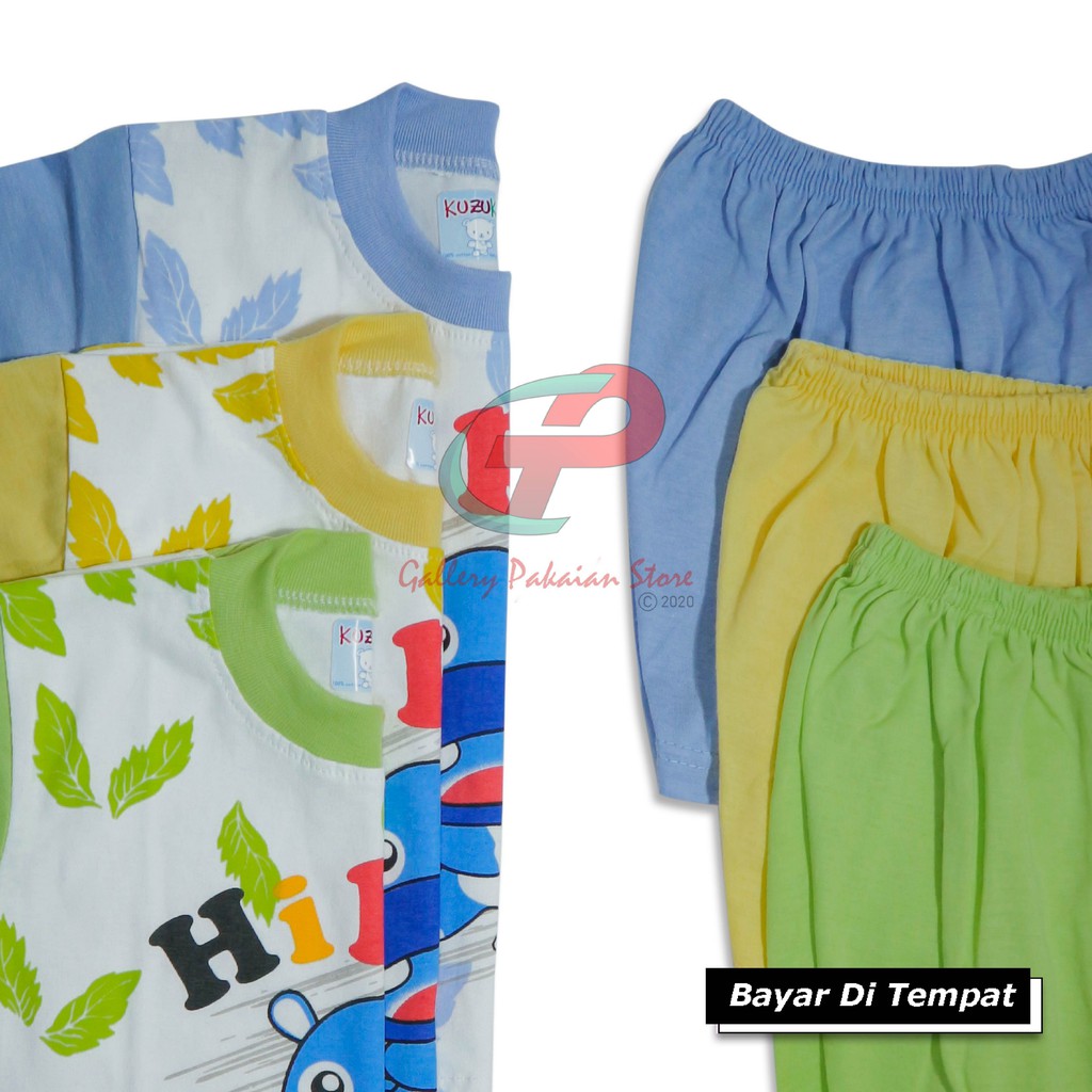 Baju Bayi Kuzuka Hippo baju stelan anak unisex usia 3-6 bulan bahan katun lembut termurah