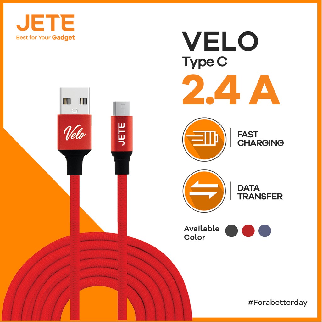 Kabel Data USB Jete Velo Type-C 2.4A