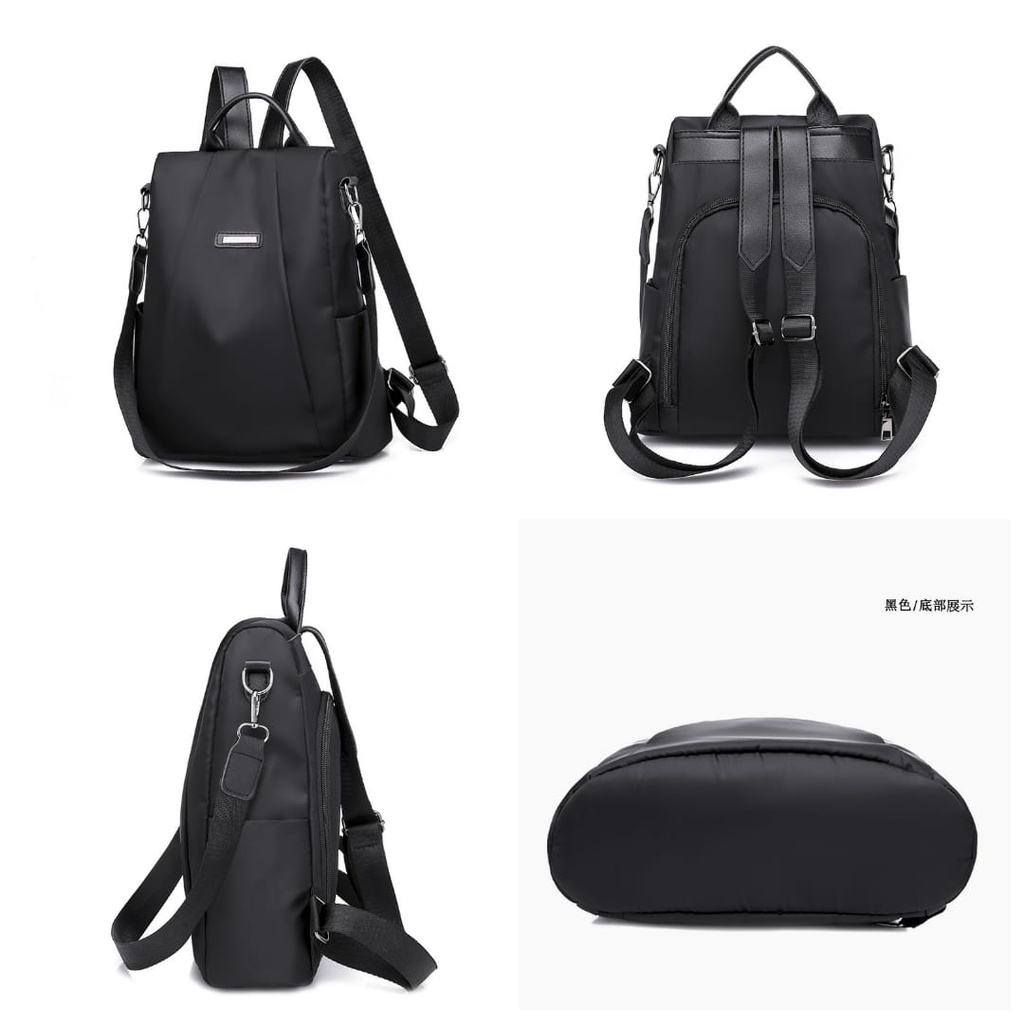 TAS RANSEL BACKPACK ANTI AIR WANITA TA253B5 ATLAS IMPORT HITAM KULIAH FASHION PUNGGUNG KOREA SEKOLAH