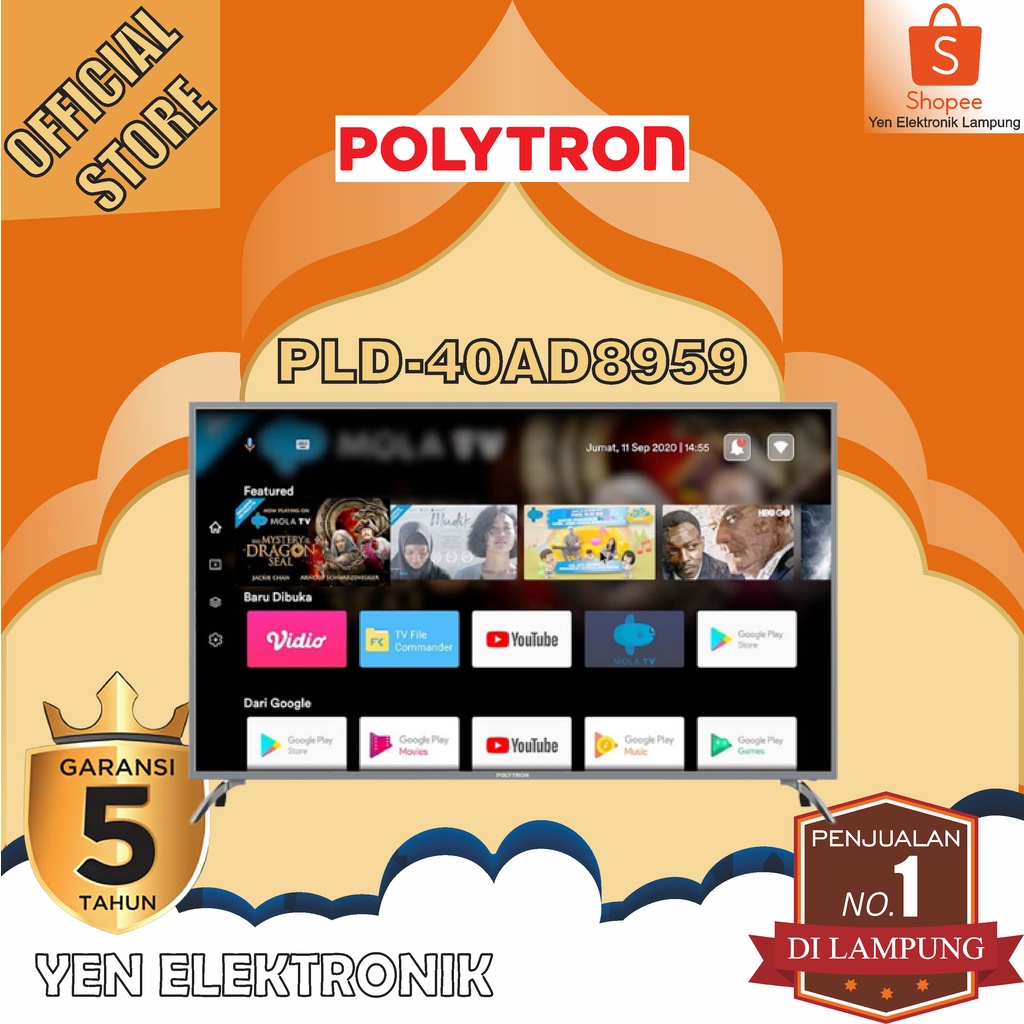 TV LED POLYTRON PLD 40AD8959 40 Inch Smart Tv Garansi Resmi POLYTRON 5 Tahun