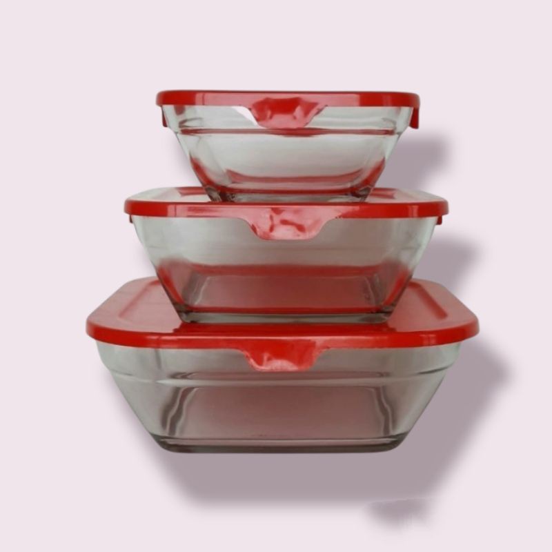 Maxim Glassware Bowl Squary 6pcs /mangkok /tempat sayur /rantang