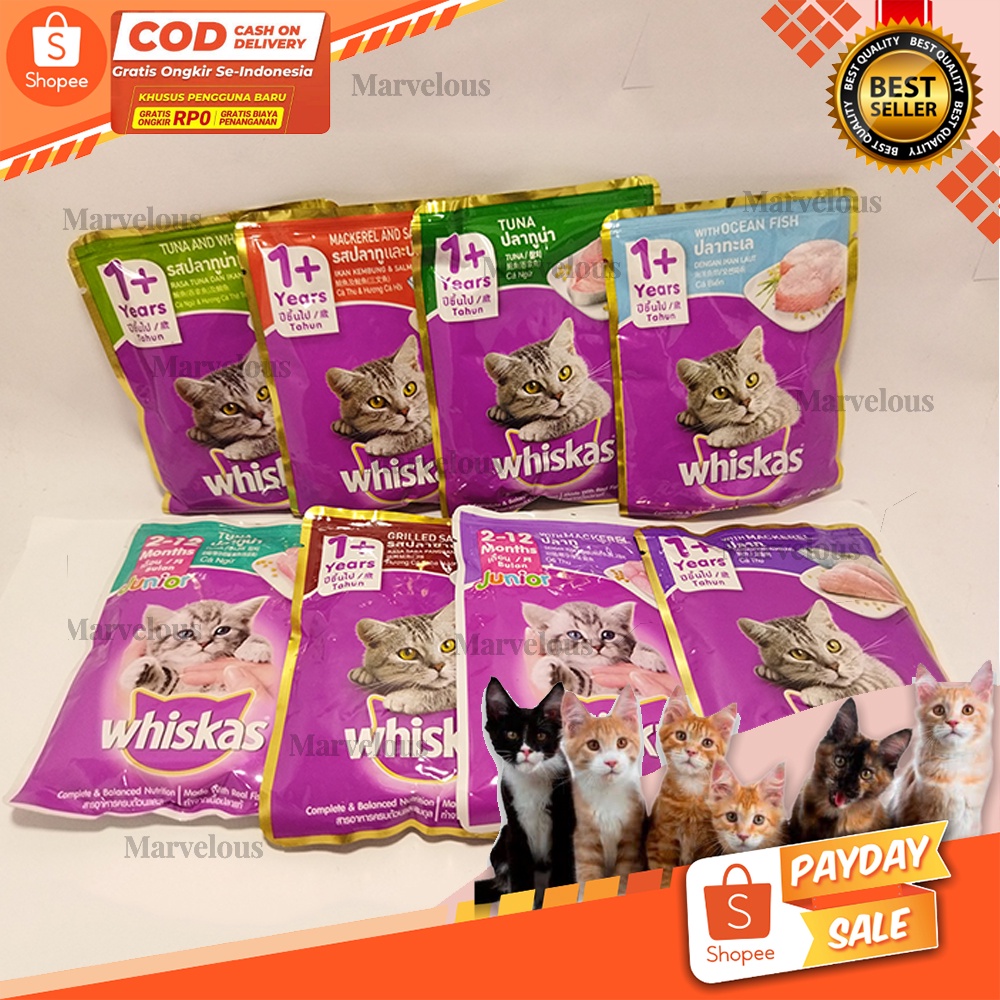 Whiskas Pouch 80 gr / Makanan Kucing Basah / Wet Food Untuk Kucing