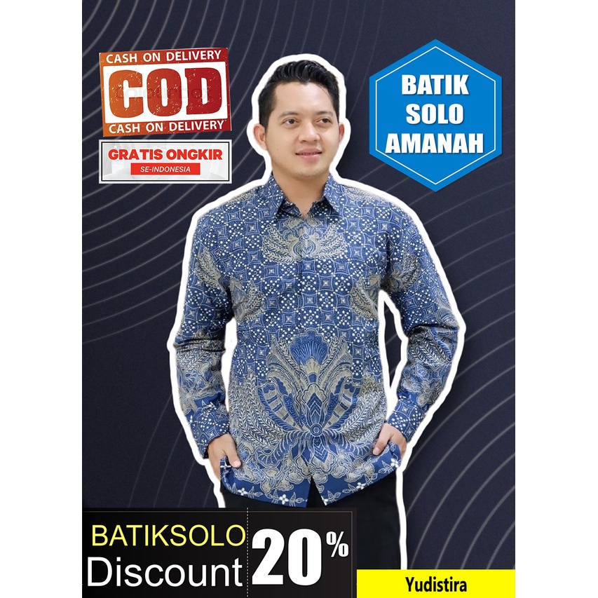 Yudistira KEMEJA BATIK SOLO FULL FURING ATASAN PREMIUM MODERN KATUN HALUS BATIKSOLOAMANAH KOPRI PGRI