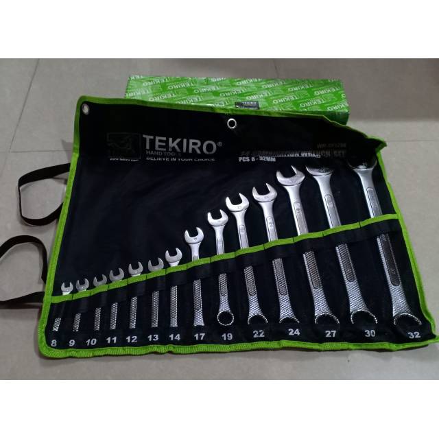 Kunci ring pas 14 pcs (8-32mm) Tekiro