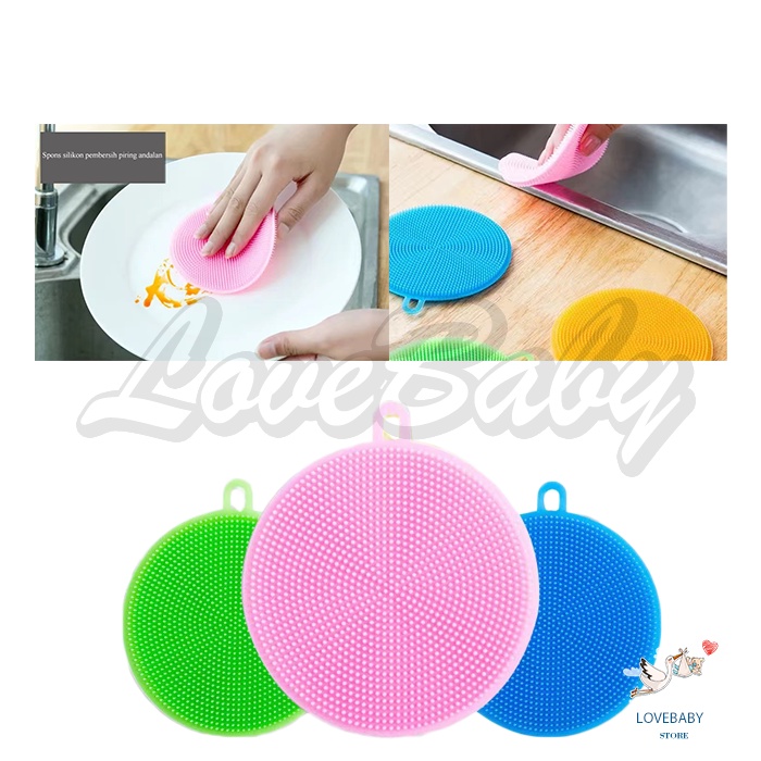 [1KG 76PCS] LBS Spons Cuci Piring Silikon Serbaguna Spon Sponge Silicone Busa Alat Dishwashing Sikat Bulat Warna