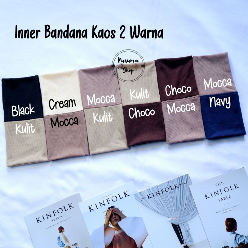 Inner bandana bahan kaos 2 warna /daleman hijab 2 warna