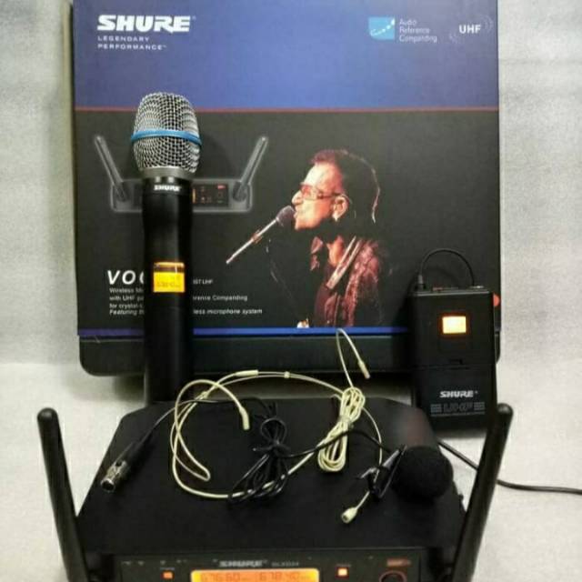 Mic wireless Shure GLXD 24 pegang Jepit Headset