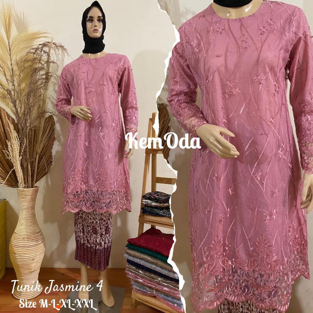 Setelan Kebaya Tunik Tule Bordir