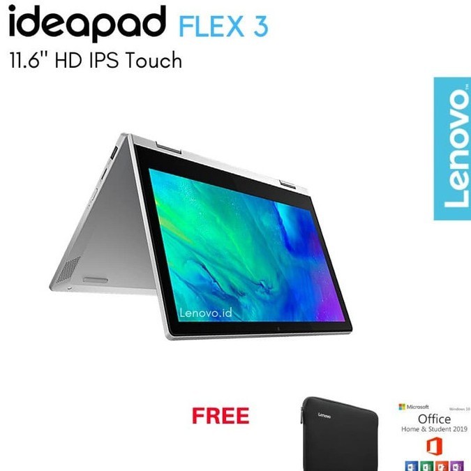 LENOVO IDEAPAD FLEX 3 DUALCORE N4020 4GB 256GB 11.6&quot; OHS W10 RESMI