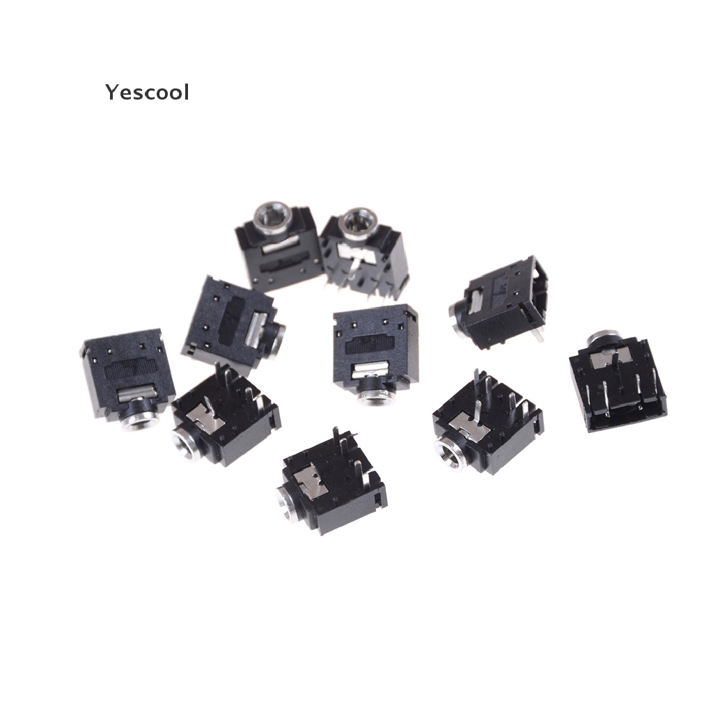 Yescool 10pcs Socket Jack Audio 3.5mm Female 5 Pin Stereo Untuk Headset / Interior PCB