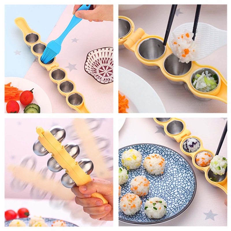 Cetakan Pembuat Bola Nasi Sushi Reusable Bahan Stainless Steel Untuk Bento