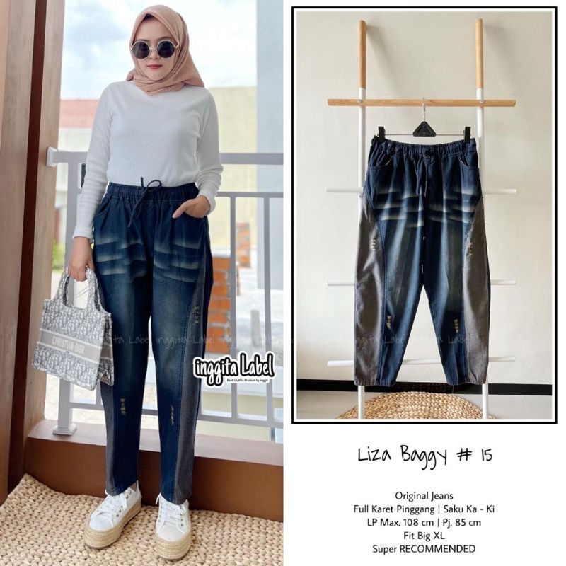 Liza baggy #15 celana baggy jeans wanita by inggita label