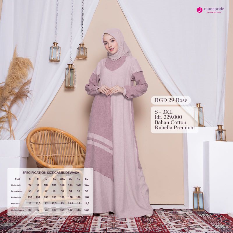 Gamis Original RGD 29 by Rauna Pride|Gamis A Line|Gamis Basic|Gamis Katun Adem|Gamis  cotton Premium
