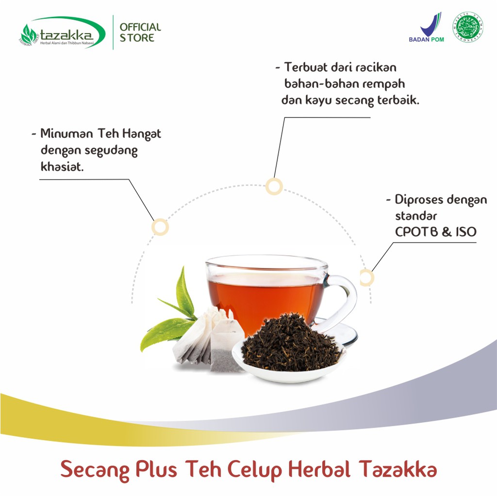 Teh Celup Herbal  Wedang Kayu Secang Plus Herbal Tazakka 20 Kantung Minuman Kesehatan Daya Tahan Tubuh.