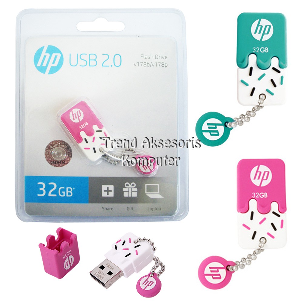 Trend-HP V178 Flash Disk Rubber Ice Cream 32 GB-Biru