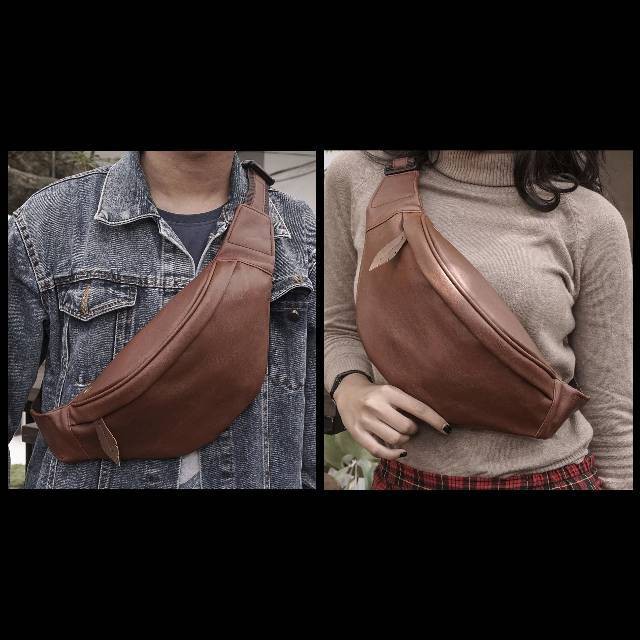 Tas Pinggang Waistbag Pria Tas Selempang Muqten Wenang Tan Waist Bag Wanita Fashion Kulit Terbaru