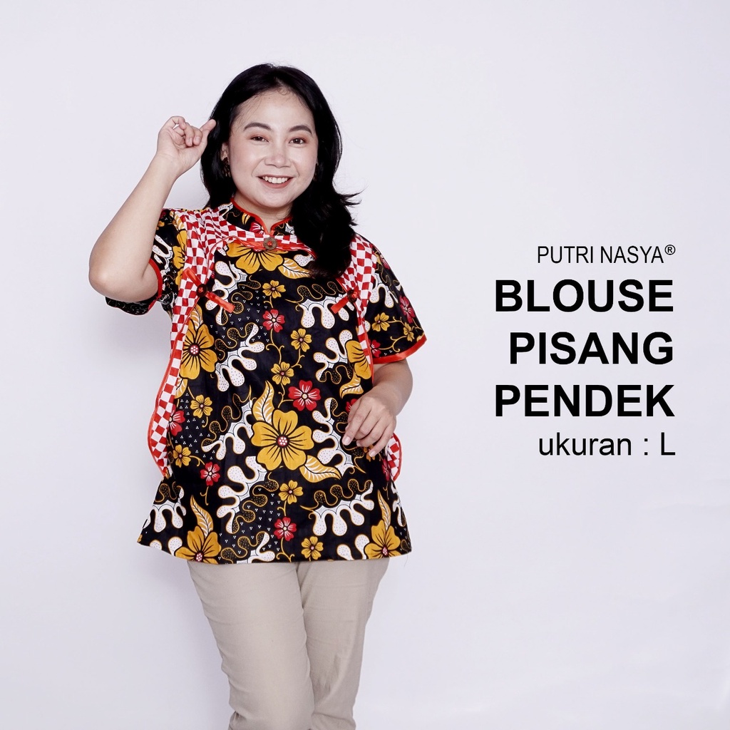 Blouse Batik Big Size Wanita Atasan Batik Jumbo LD 140 Pakaian Atasan Model Blus Jumbo Seragam Kerja Batik / Pakaian Kekinian S-M-L-XL-2L-3L-4L-5L-6L-7L Batik Wanita Model Terbaru Bahan Kantor