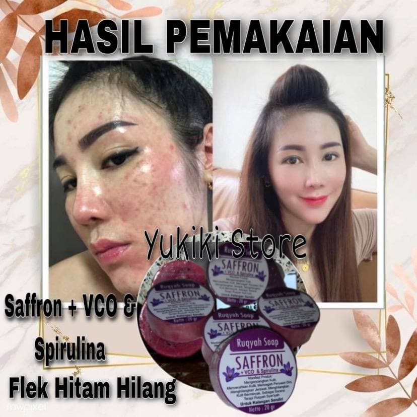 Sabun Safron Saffron with Spirulina Glowing Pemutih Anti Jerawat - Sabun Safron Asli Brightening Soap sabun muka pemutih pembersih wajah glowing Sabun Saffron Original with Spirulina sabun pemutih badan dan wajah 20 gr - Sabun Saffron Safron Ruqyah Soap