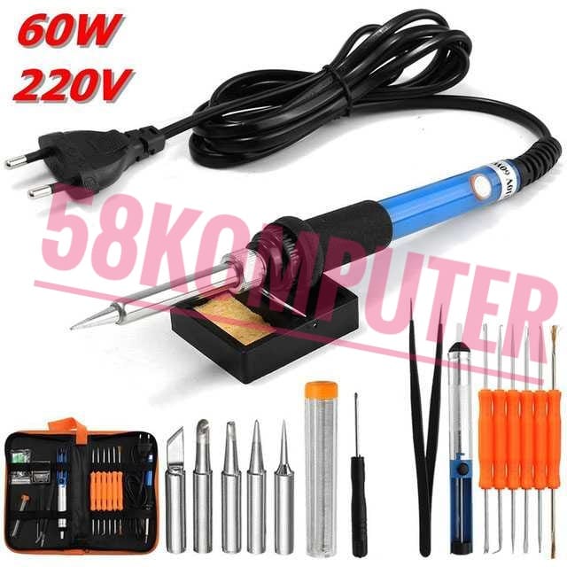 Solder 60 Watt Paket Solder Lengkap Solder Listrik 10in1 Adjustable Temperature LCD Display 220V 60W