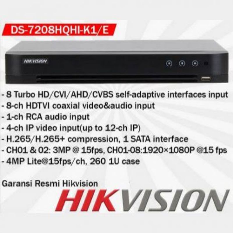 DVR 8 CHANNEL HIKVISION DS 7208HQHI K1/E