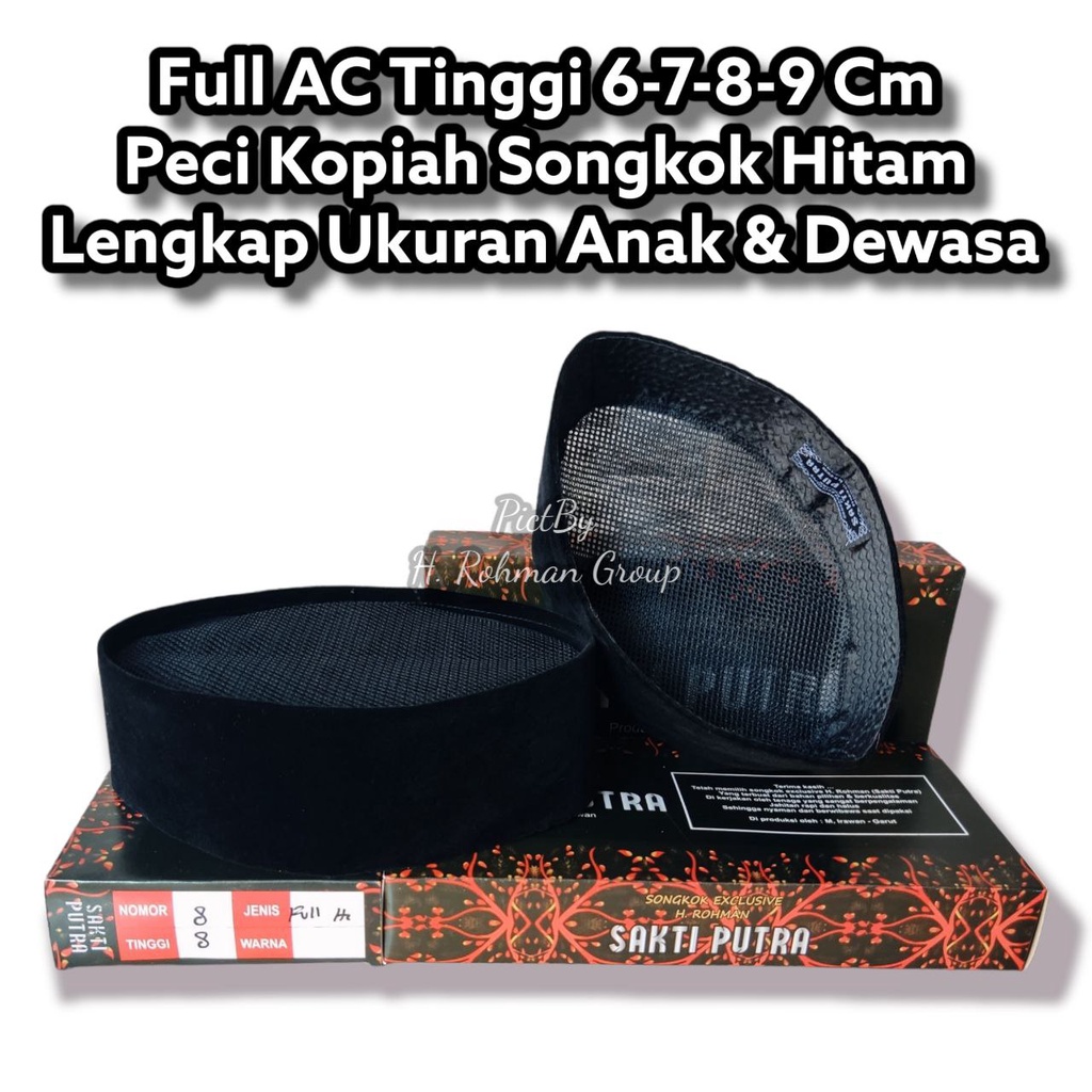 Sakti Putra Peci Hitam Bludru Full AC Tinggi 6 7 8 Cm Exclusive