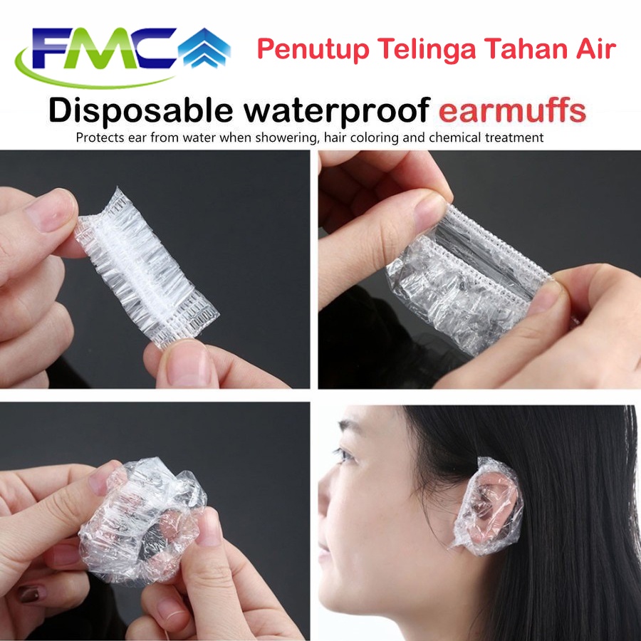 Shower Cap Penutup Kuping Telinga Plastik Anti Air Disposable Plastic Showercap Hotel Spa Salon Bleaching Mandi dan lain lain Murah Praktis Sekali Pakai