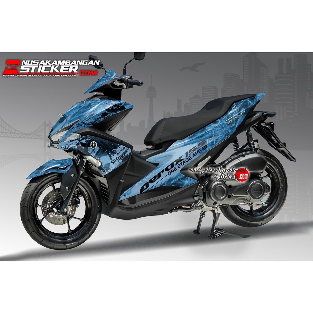 Decal Stiker Motor Yamaha Aerox Full Body Saringgan Biru Racing Team Sticker Custom Variasi Motif Ka