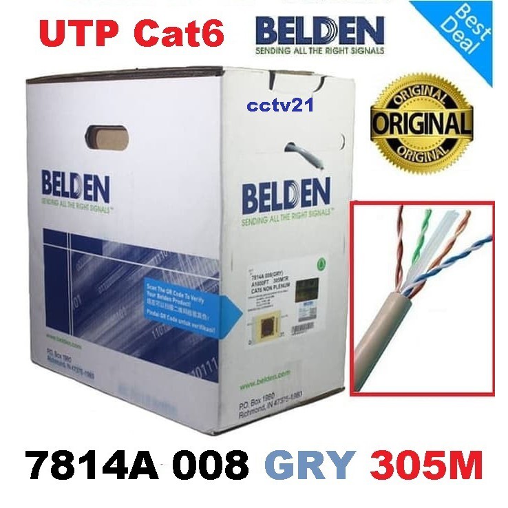 Jual Kabel LAN / UTP Cat6 ORI BELDEN USA 7814A 305 Meter Harga promo