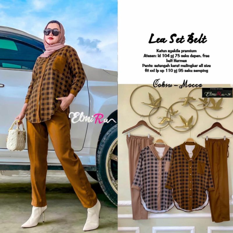 LEA SET BELT BY ELMIRA (SET WANITA) Setelan muslimah kotak-kotak rekomended