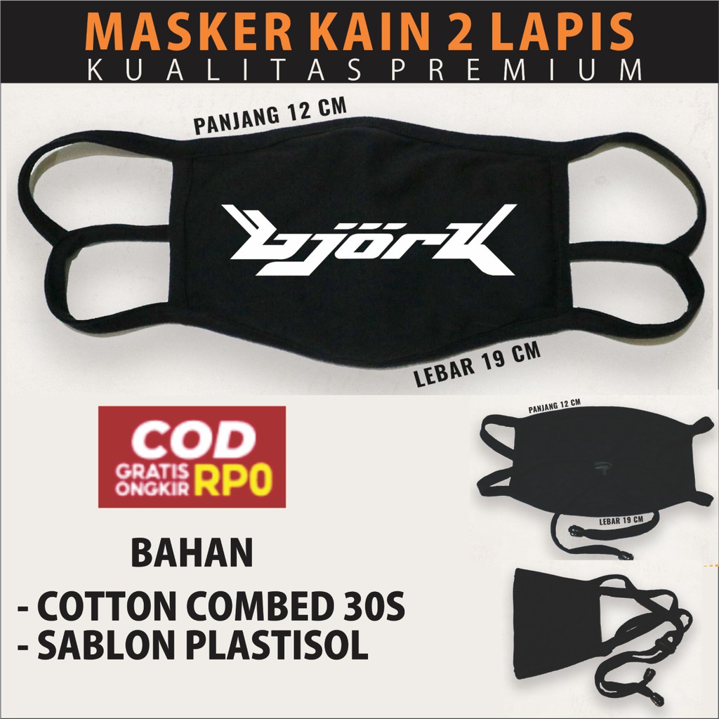 MASKER KAIN 2 LAPIS BJORK, MASKER BAND BJORK