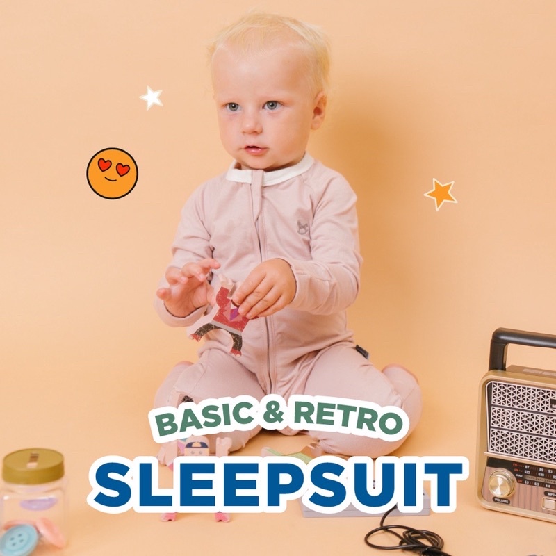 Little Palmerhaus Sleepsuit RETRO / Sleepsuit Zipper Bayi