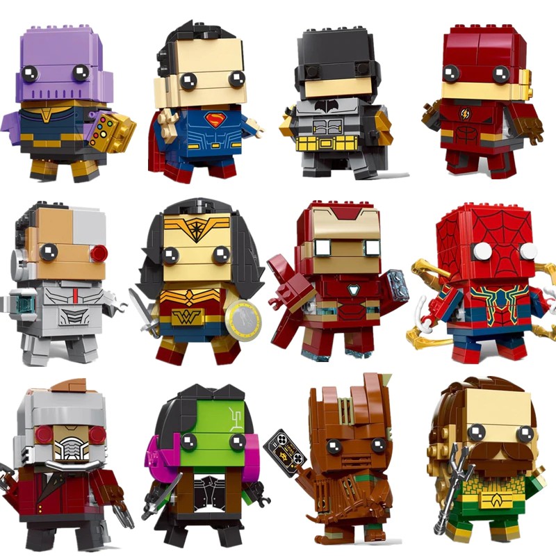 Mainan Lego New Brickheadz Figures Super Hero DC Justice League Brick Heads Iron Man Spider Man