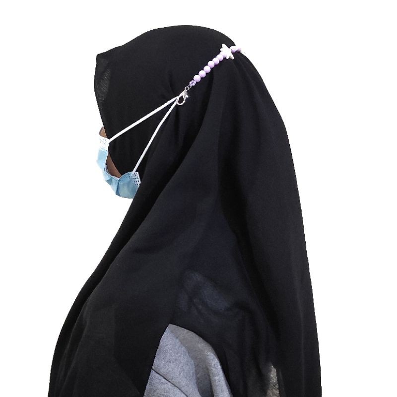 Konektor Masker Hijab Mask Connector Extender Double Star Pastel Beads Series Strap Jilbab