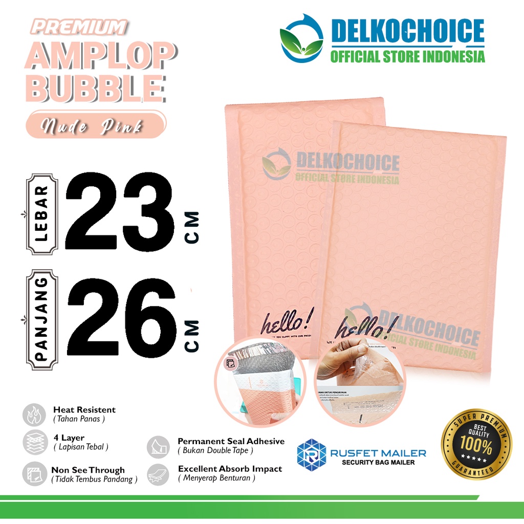 

Amplop Bubble Mailer PINK 23x26cm Bubblewrap MERAH MUDA Packing Online Envelope Rusfet PREMIUM / SATUAN