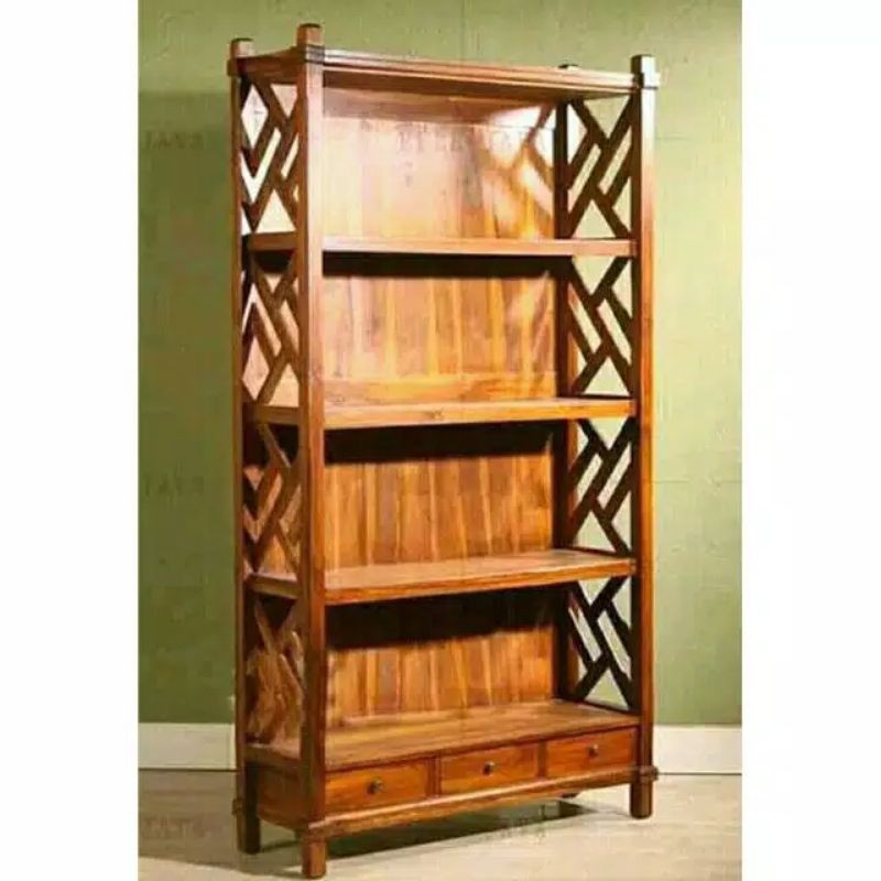 RAK BUKU KAYU JATI JEPARA