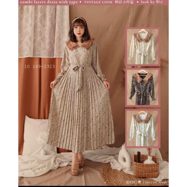 Gamis Lebaran ceruty Maxi Plisket Koreana BKK Vintage Yuna Bangkok 169-2323 Ceruty BKK Premium