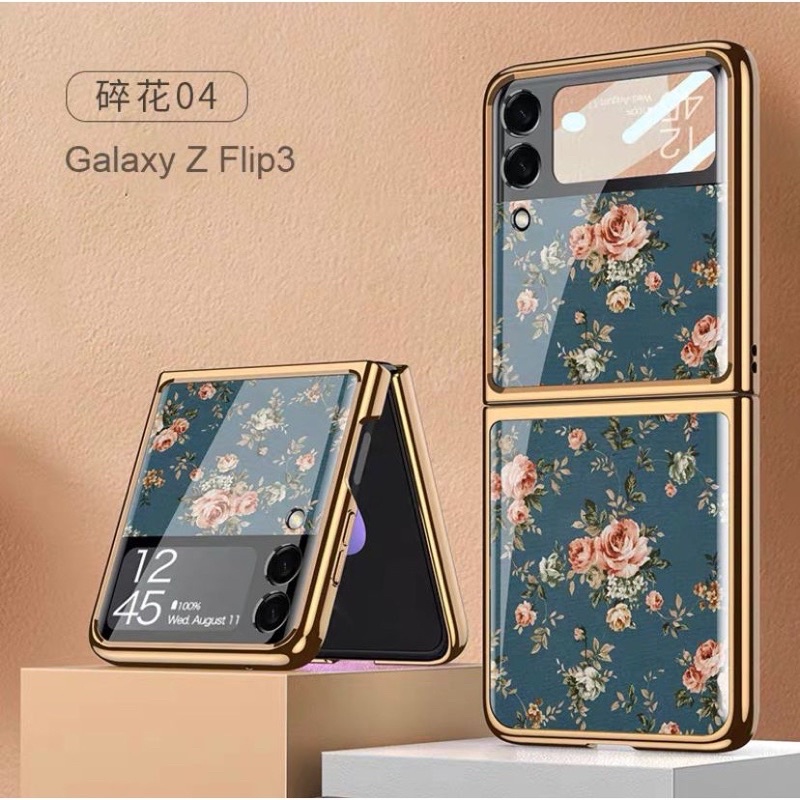 Case Samsung Z Flip 3 Gkk Original Flower pattern Marble case