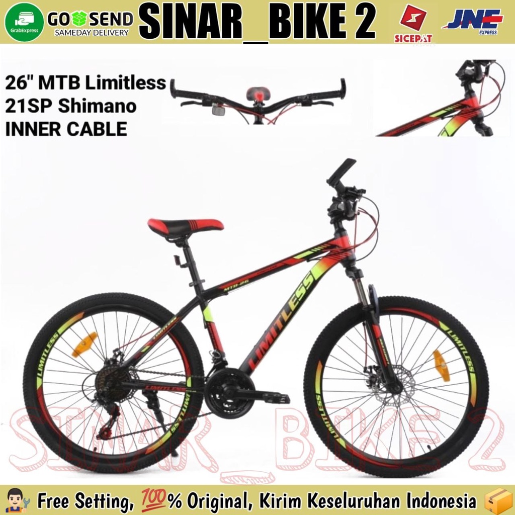 Sepeda Gunung 26 Inch MTB LIMITLESS 3x7 Speed Shimano Rem Cakram