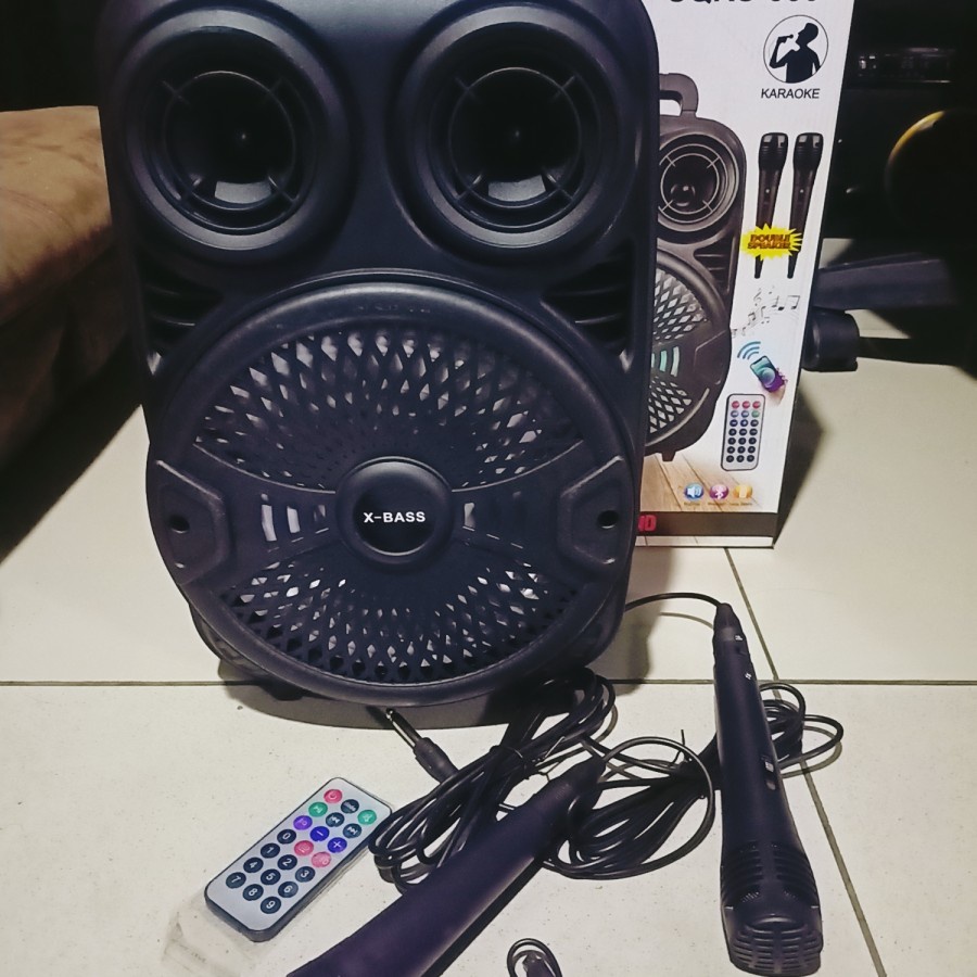 COD SPEAKER KARAOKE 8'5 INCH SQRS-885 BONUS 2 MIC KABEL//SPEAKER BLUETOOTH PROTABLE SQRS-885//SPEAKER AKTIF X-BASS