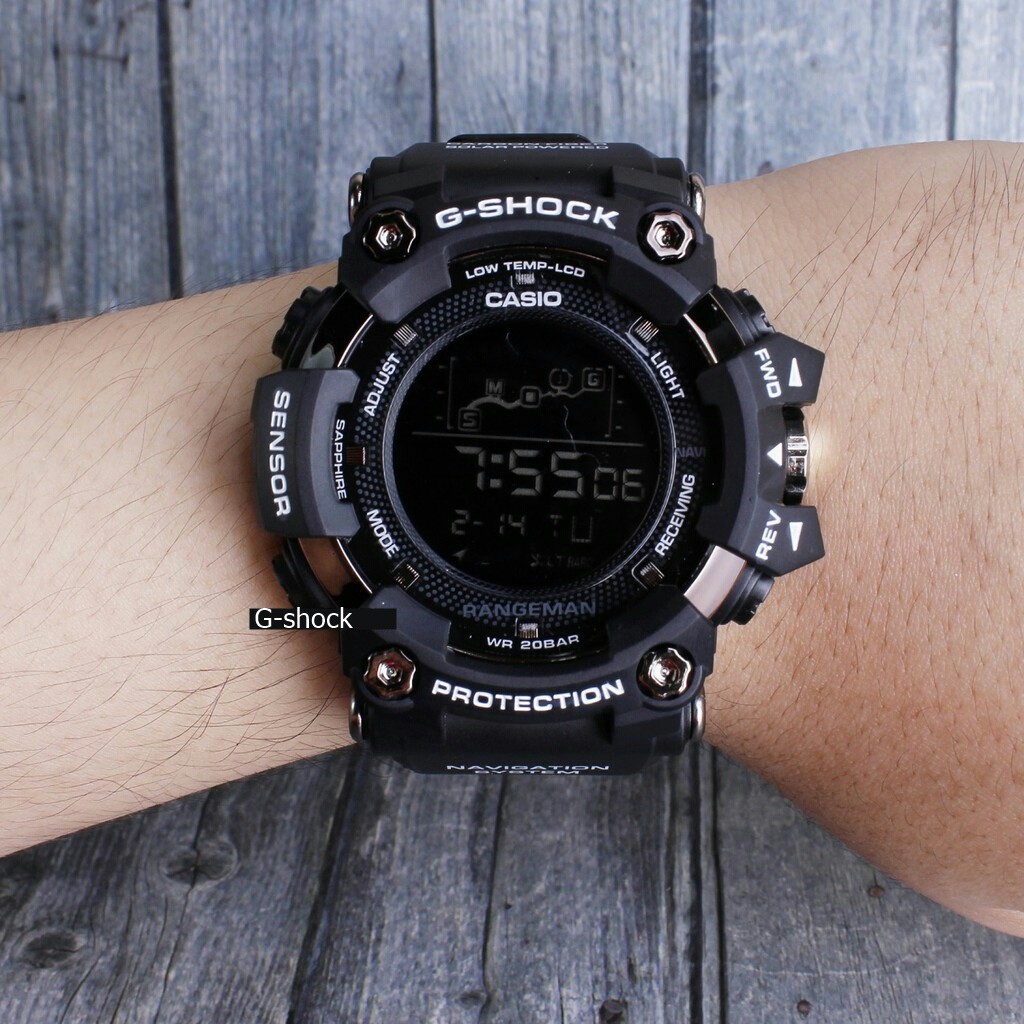 JAM TANGAN SPORT PRIA G-SHOCK CASIO RANGEMAN BULAT HITAM LIS PUTIH