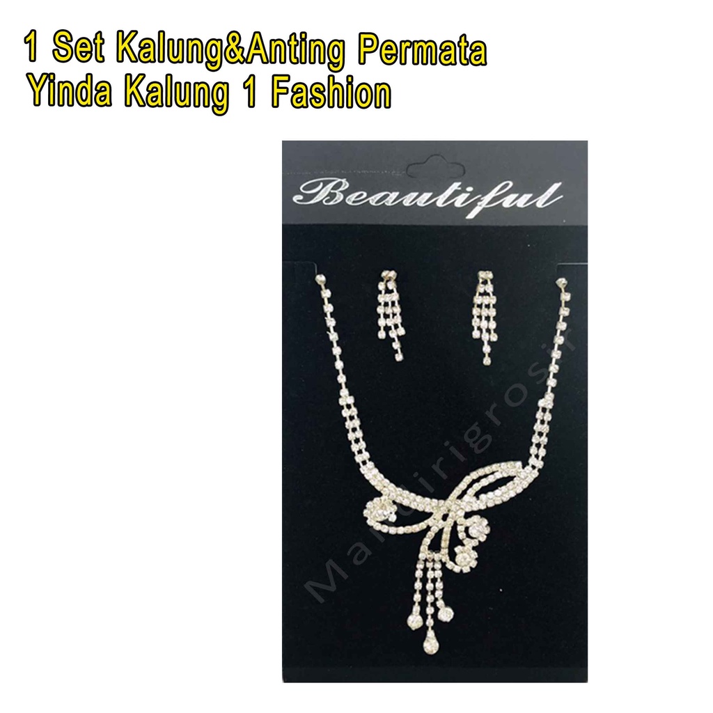 1 Set Kalung&amp;Anting Permata *Yinda Kalung 1 * Kalung Fashion * Aksesoris