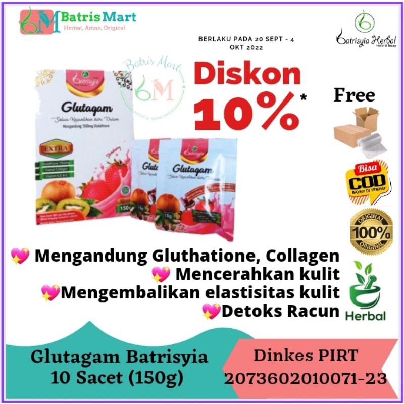 Glutagam Batrisyia minuman kecantikan mengandung collagen (kolagen) mencerahkan kulit anti oksidan